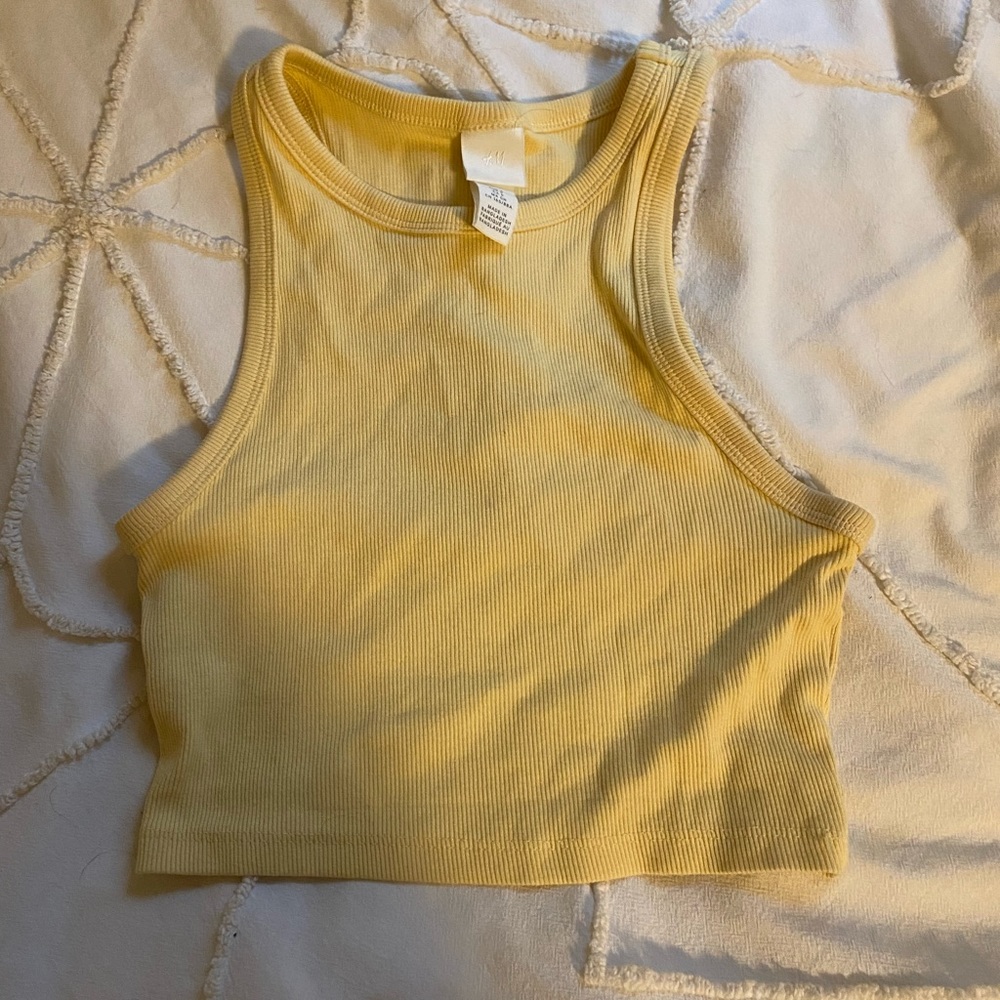 Yellow cropped tank top